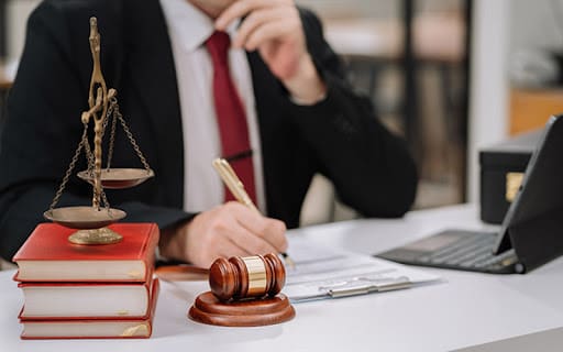 elder law attorney at his desk writing a contract