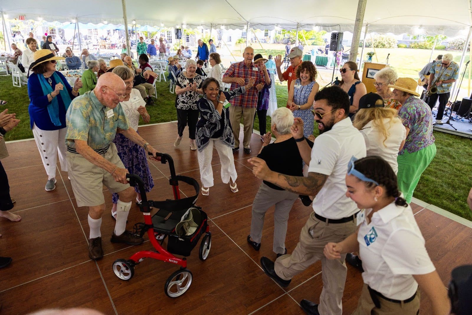 Seniors dancing on a dance floor